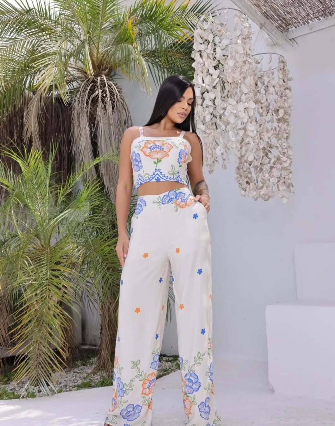 CONJUNTO PANTALONA BRANCO E AZUL - Imagem 4