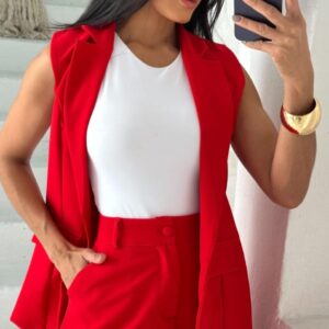 CONJUNTO COLETE VERMELHO